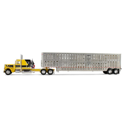 Peterbilt Model 359 Hank Cosper avec cabine couchette Flat Top de 63 po &amp; remorque à bétail Wilson Silverstar – DCP by First Gear 1:64 – 69-2265
