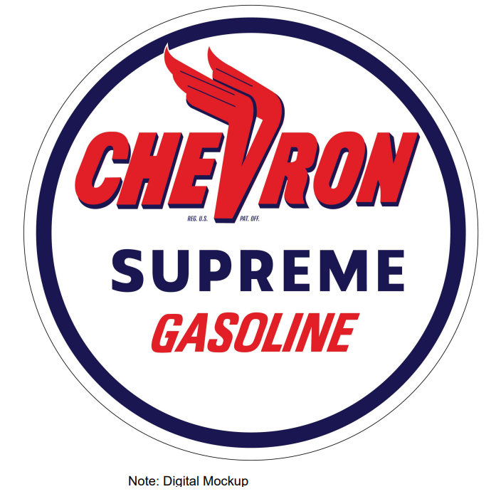 30"x30" Round Metal Sign - Chevron Supreme Gasoline