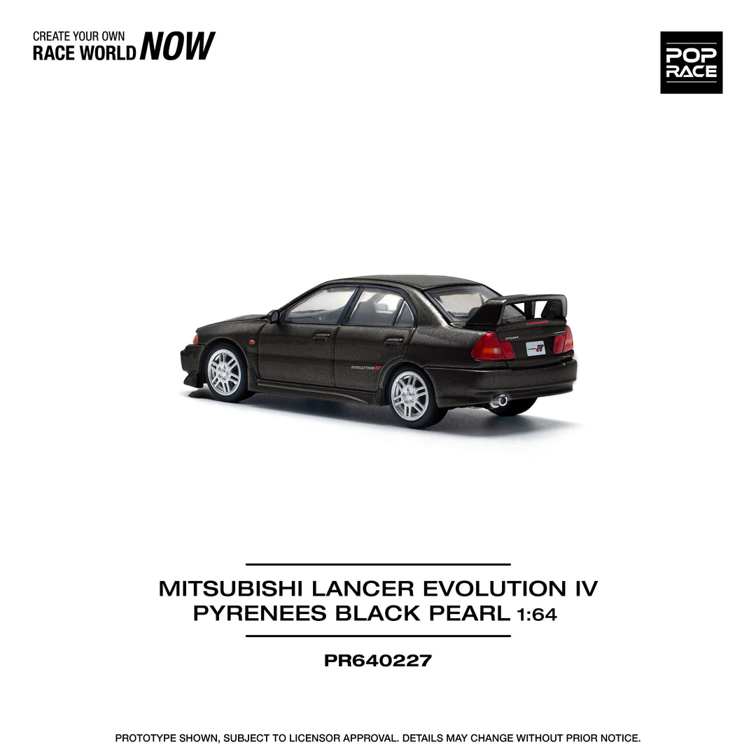 POPRACE 1:64-MITSUBISHI LANCER EVOLUTION IV - PYRENEES BLACK PEARL PR640227