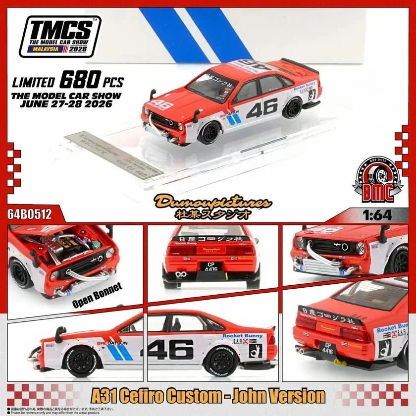 BM Creations 1:64 Nissan A31 Cefiro Custom – BRE Datsun / Rocket Bunny – TMCS Malaysia 2026 – 64B0512