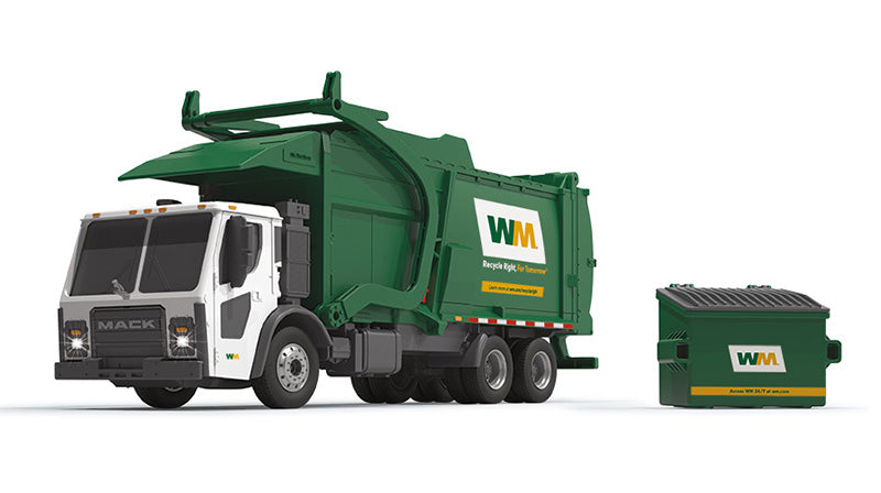 &quot;Waste Management&quot; Mack LR with McNeilus Meridian Front Load Refuse Truck and Bin