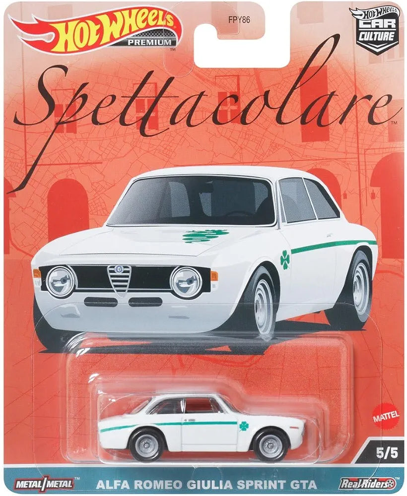 HOT WHEELS PREMIUM CAR CULTURE, SPETTACOLARE 2023,Alfa Romeo Giulia Sprint GTA White, 5/5 (HKC50)