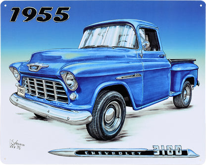 12&quot;x15&quot;-1955 BLUE CHEVY TRUCK