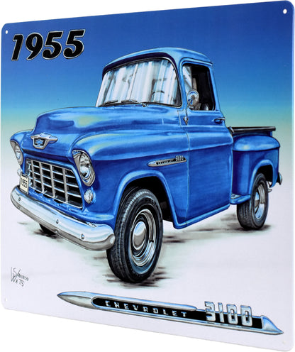 12&quot;x15&quot;-1955 BLUE CHEVY TRUCK