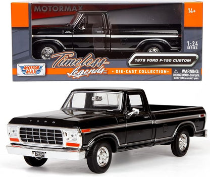 1979 Ford F-150 Custom – Noir – Motormax 1:24 Timeless Legends – 79346AC-BK