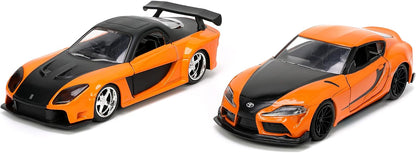 Jada 1:32 Han’s Mazda RX-7 &amp; Toyota GR Supra – Orange – Fast &amp; Furious Twin Pack – JD32910
