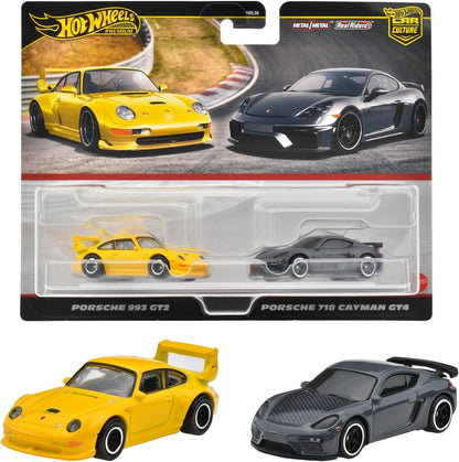 (PRE-ORDER 2025) Porsche 993 GT2/ Porsche 718 Cayman GT4, (HRR82), Hot Wheels Premium 2 Pack