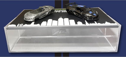 GreenLight Waltersons Collector’s Expo Exclusive 1:64 2025 Chevrolet Corvette C8 ZR1 Black with Blue Stripes and Raw Casting GL51683-A