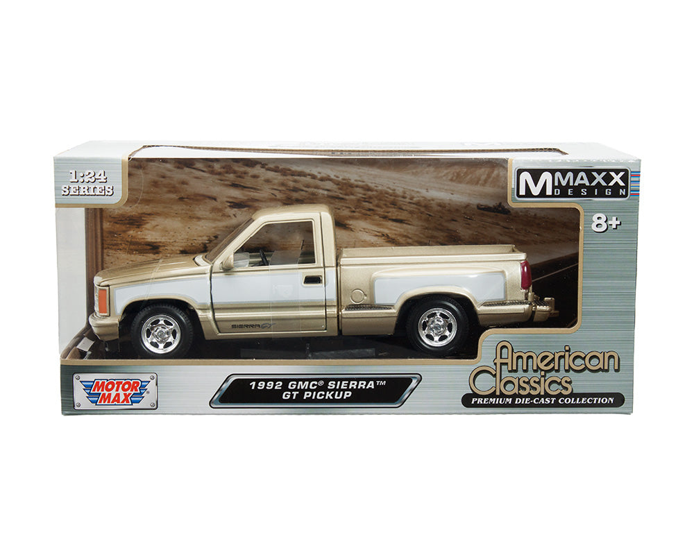 MotorMax 1:24 GMC Sierra GT Pickup 1992 – Beige / Or – Timeless Legends 73204AC-BEIGLD