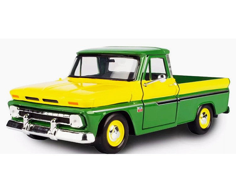 1966 Chevrolet C10 Fleetside Pickup – Vert/Jaune – Motormax 1:24 Timeless Legends – 73355AC-DEERE