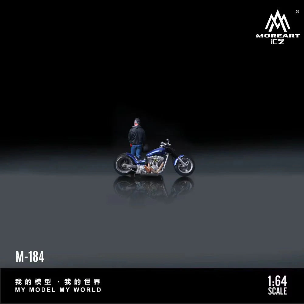 MoreArt 1:64 Harley Ice Blue Motorcycle Tough Biker Figure – MO222184