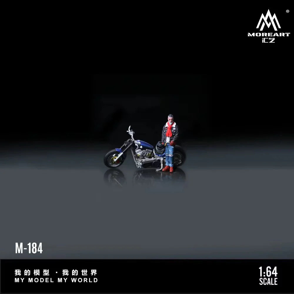 MoreArt 1:64 Harley Ice Blue Motorcycle Tough Biker Figure – MO222184
