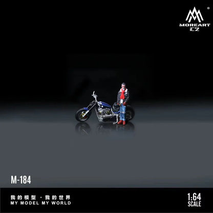 MoreArt 1:64 Harley Ice Blue Motorcycle Tough Biker Figure – MO222184