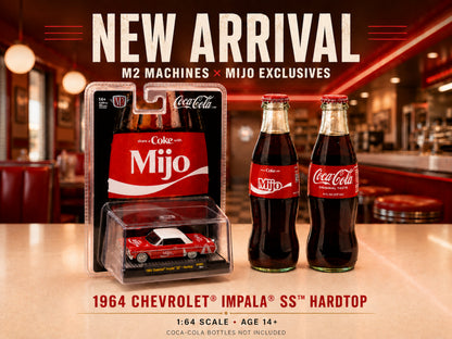 M2 Machines 1:64 Coca Cola ” Share A Coke with Mijo” 1964 Chevrolet Impala SS Lowriders 51500-MJS01
