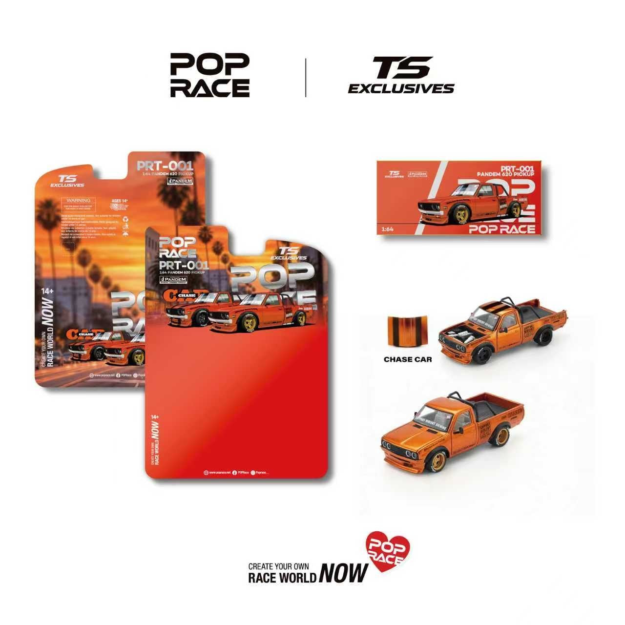 (PRE-ORDER 2026) POPRACE x TS Exclusives 1/64 PANDEM 620 PICKUP – Orange Chrome PRT001