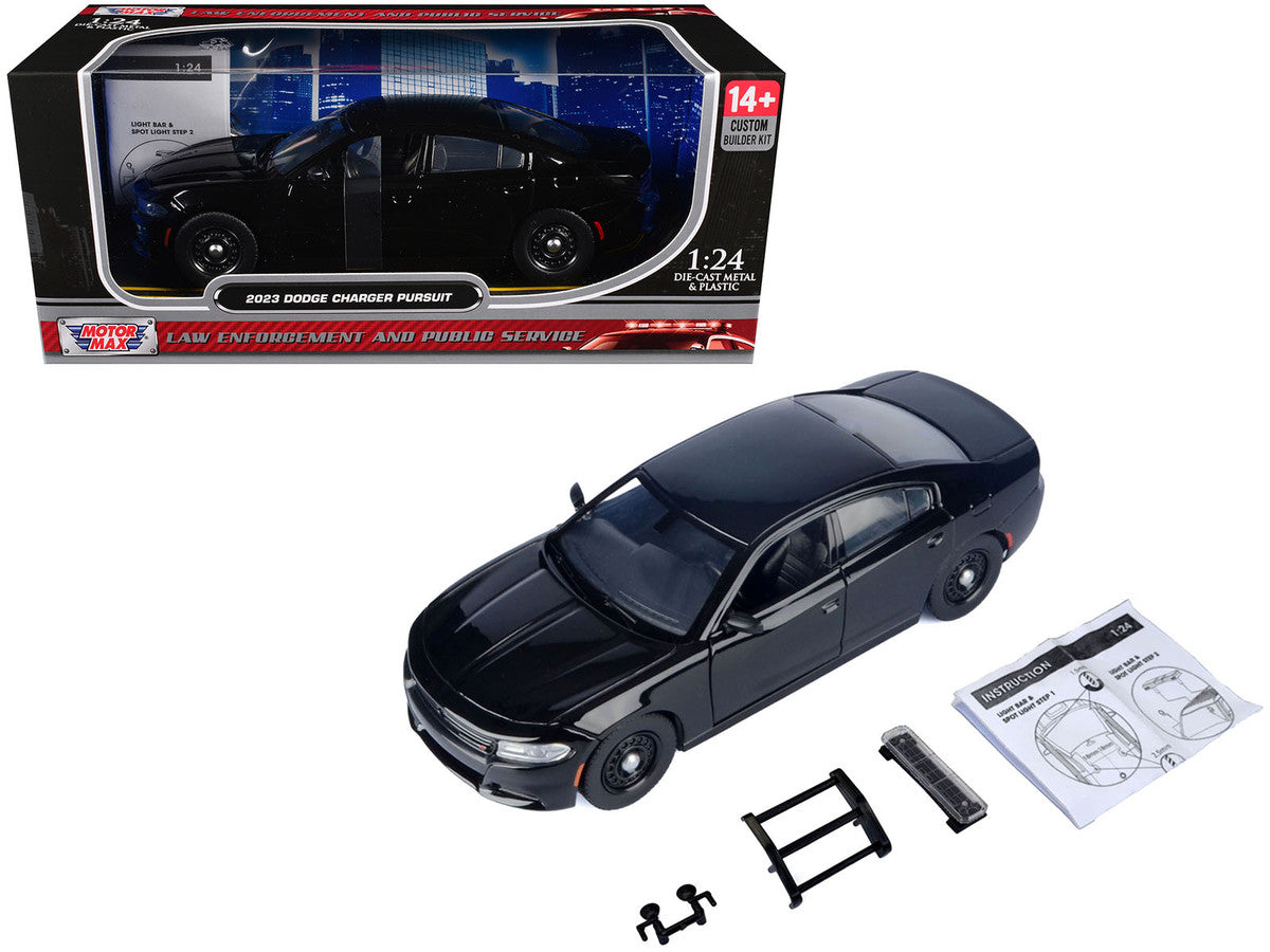 Motormax 1:24-2023 Dodge Charger Pursuit Police Car Black (Custom Builder&