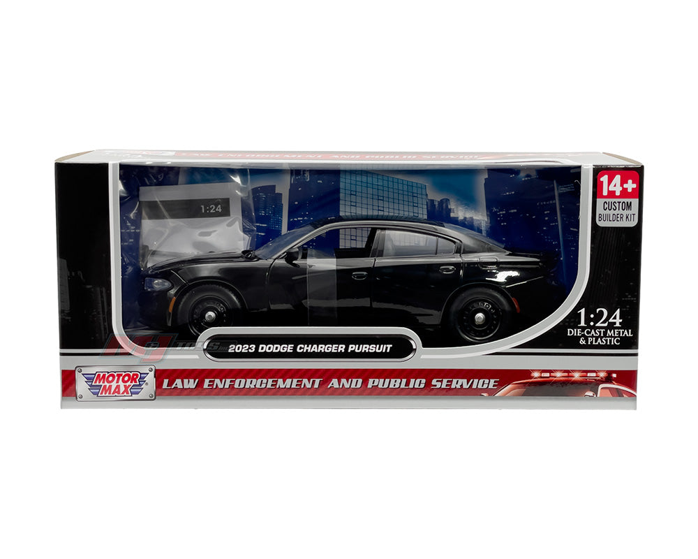 Motormax 1:24-2023 Dodge Charger Pursuit Police Car Black (Custom Builder&