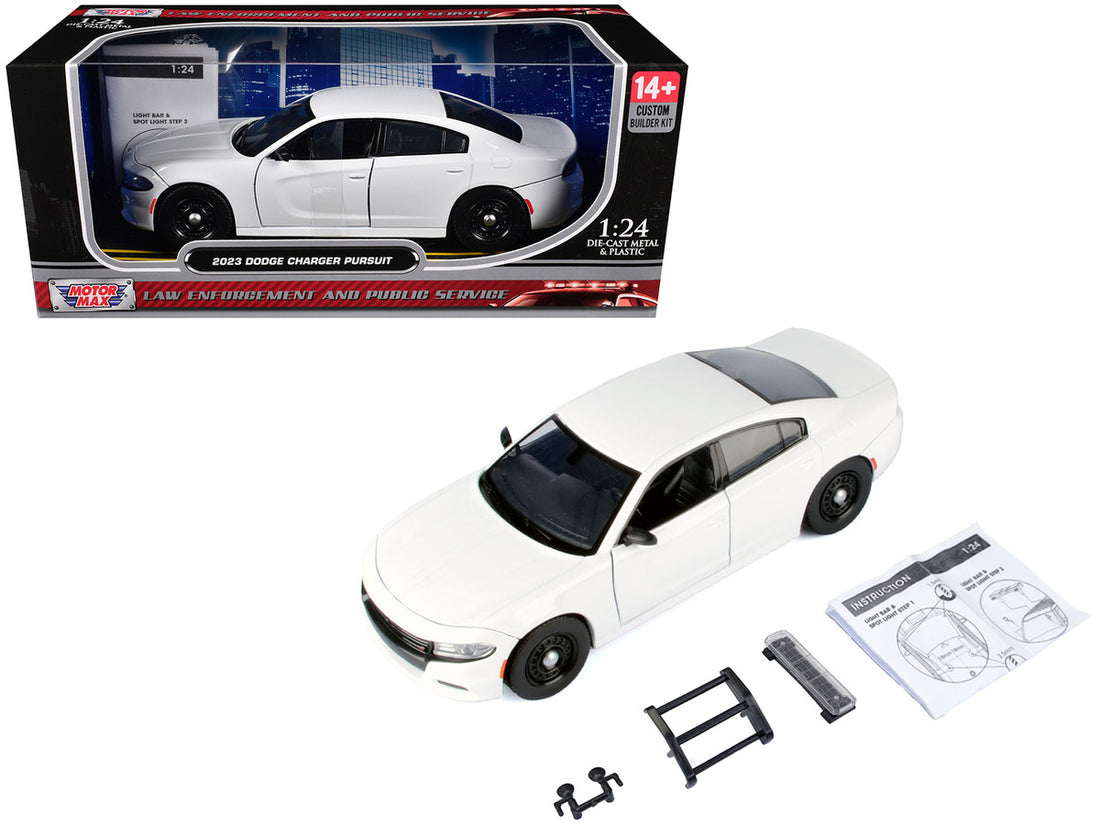 Motormax 1:24 2023 Dodge Charger Pursuit – White (Custom Builder&