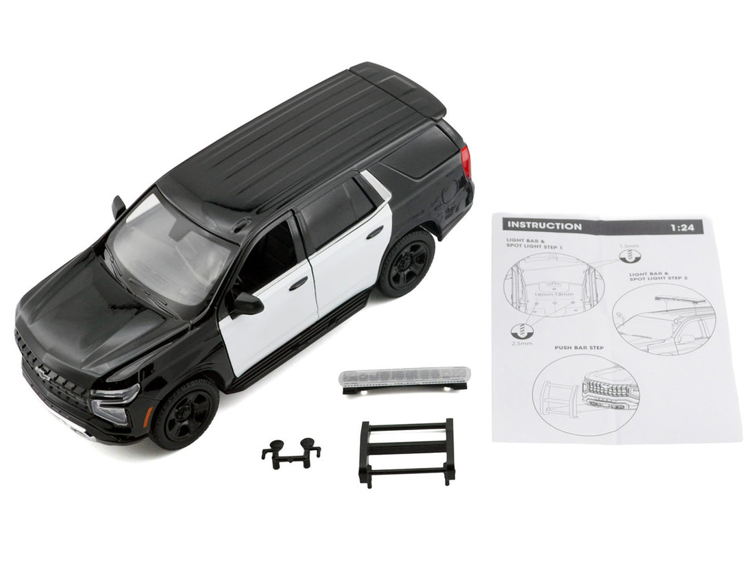 Motormax 1:24-2025 Chevrolet Tahoe Police Pursuit Vehicle Black/White (Custom Builder&