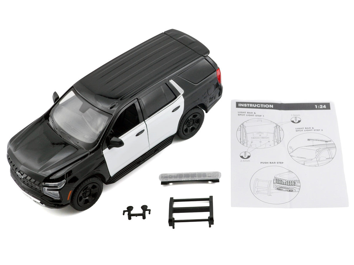 Motormax 1:24-2025 Chevrolet Tahoe Police Pursuit Vehicle Black/White (Custom Builder&