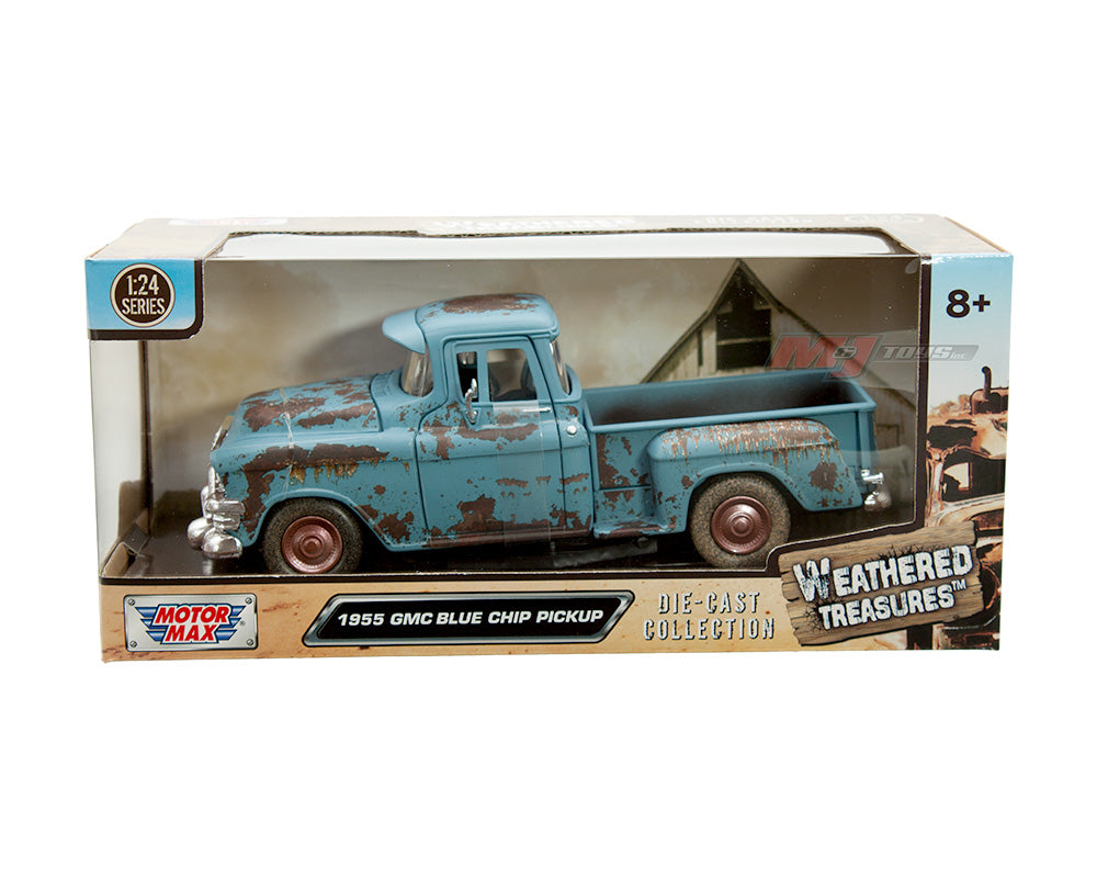 1955 GMC Blue Chip Pickup – Light Blue with Rust – Weathered Treasures