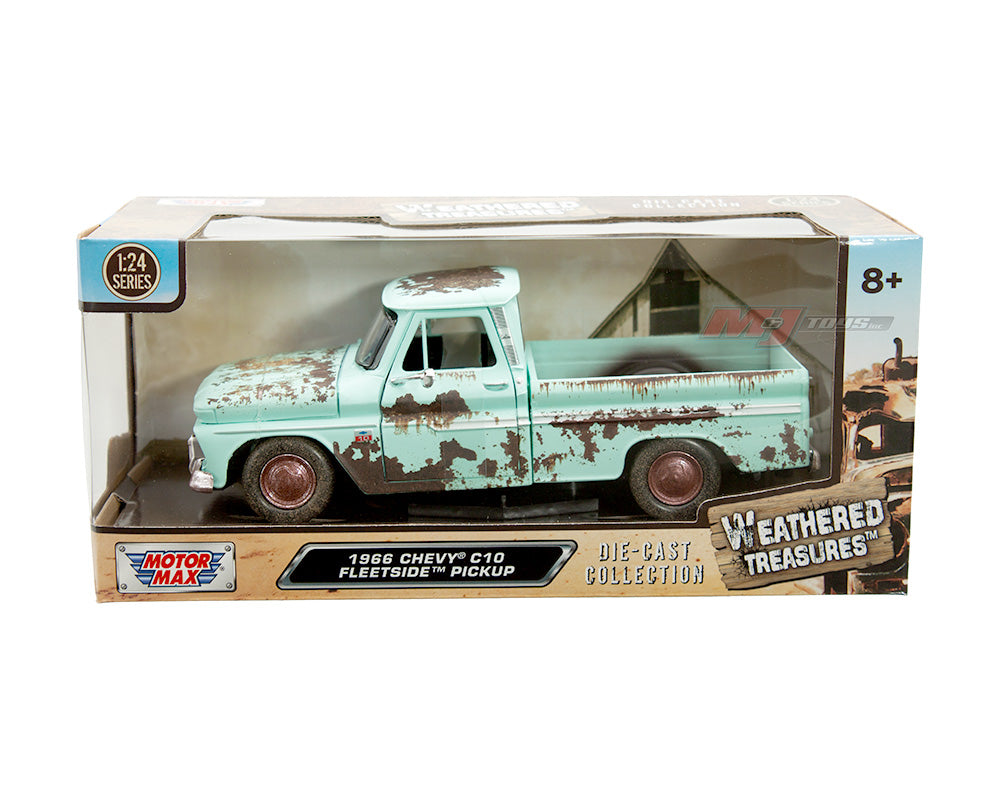 1966 Chevrolet C10 Fleetside Pickup – Light Green with Rust – Weathered Treasures