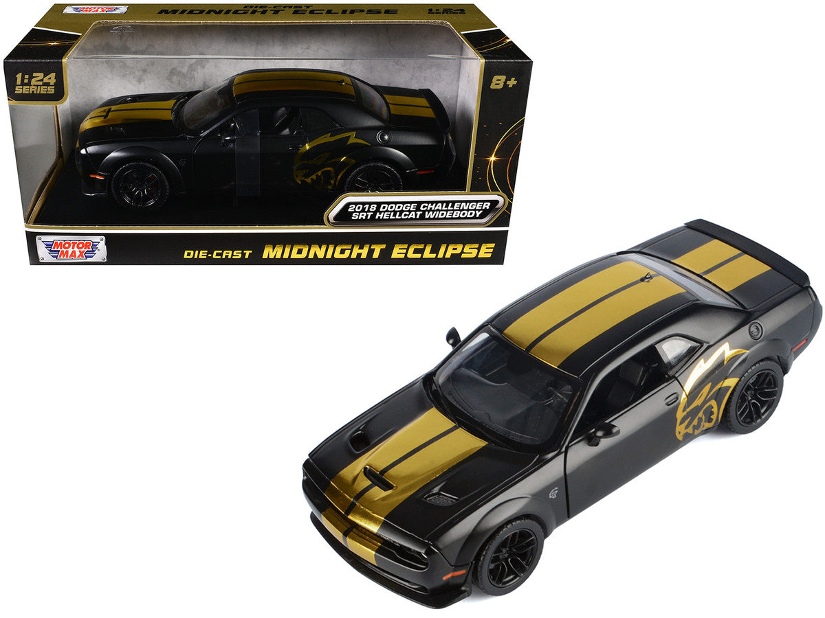 Motormax 1:24-2018 Dodge Challenger SRT Hellcat Widebody (Black/Gold) MM79201