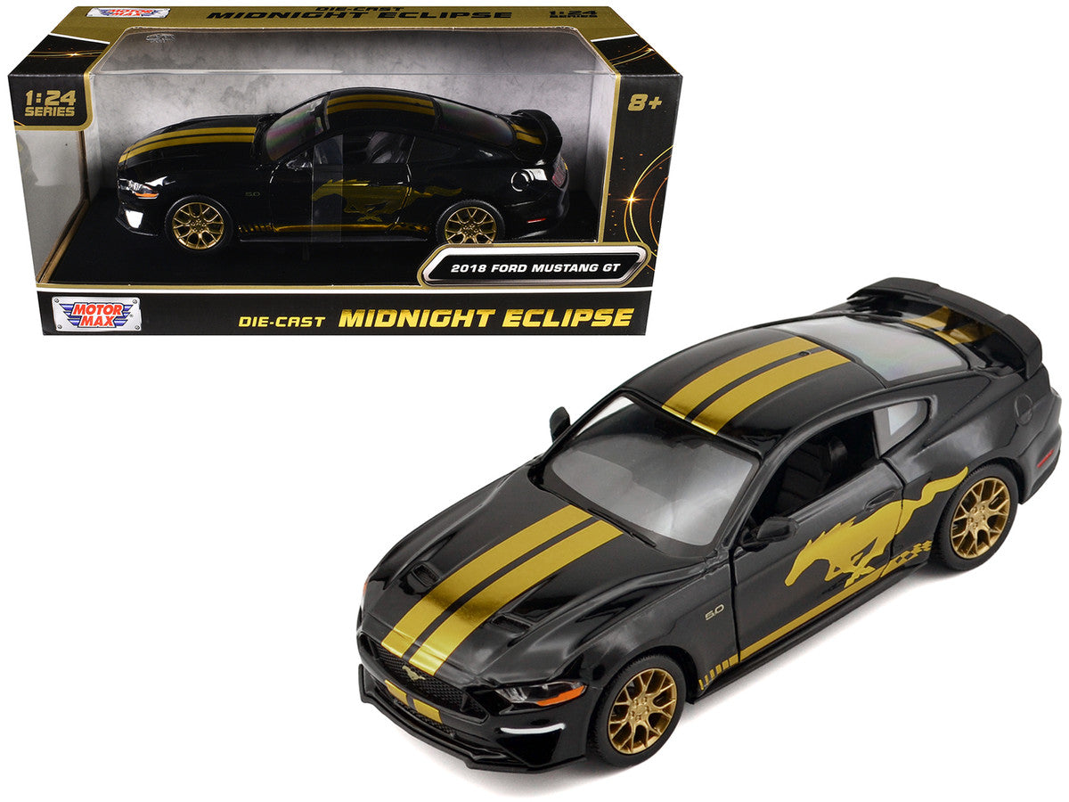 スポーツトイ・アクショントイ Mustang G5 18K Gold Plate Motormax 1:24-2018 Ford Mustang GT 5.0 (Black/Gold) MM79204 – Nice