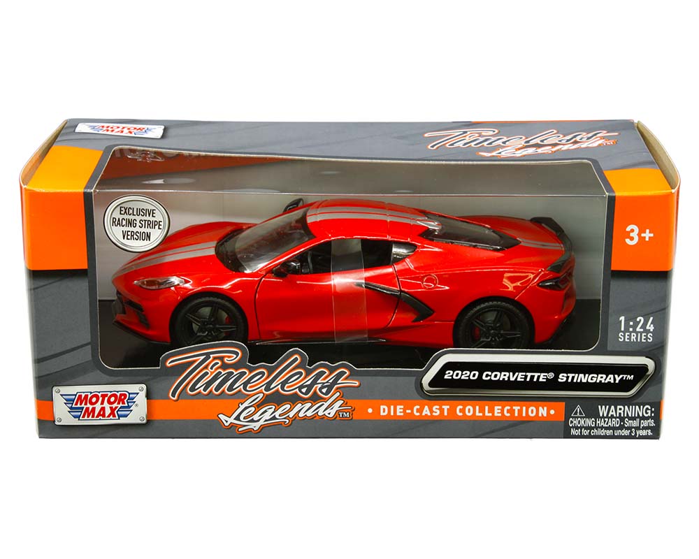 2020 Chevrolet Corvette C8 Stingray (Rouge avec des lignes argentées)