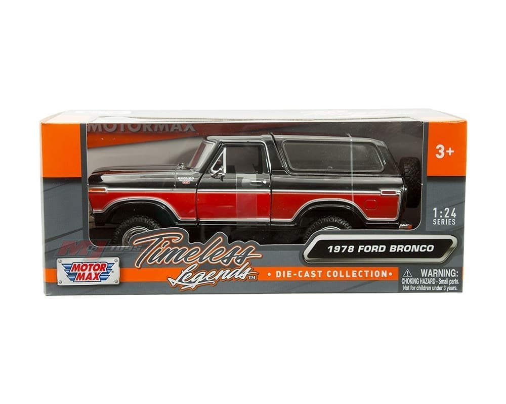 Ford Bronco Ranger XLT Hard Top 1978 Noir et Rouge – Motormax 1:24 Timeless Legends – 79371BKRD