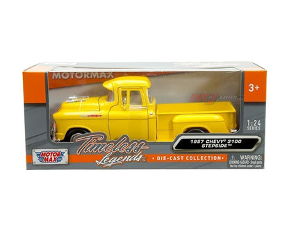 Chevrolet 3100 Stepside 1957 Jaune – Motormax 1:24 Timeless Legends – 79381YL