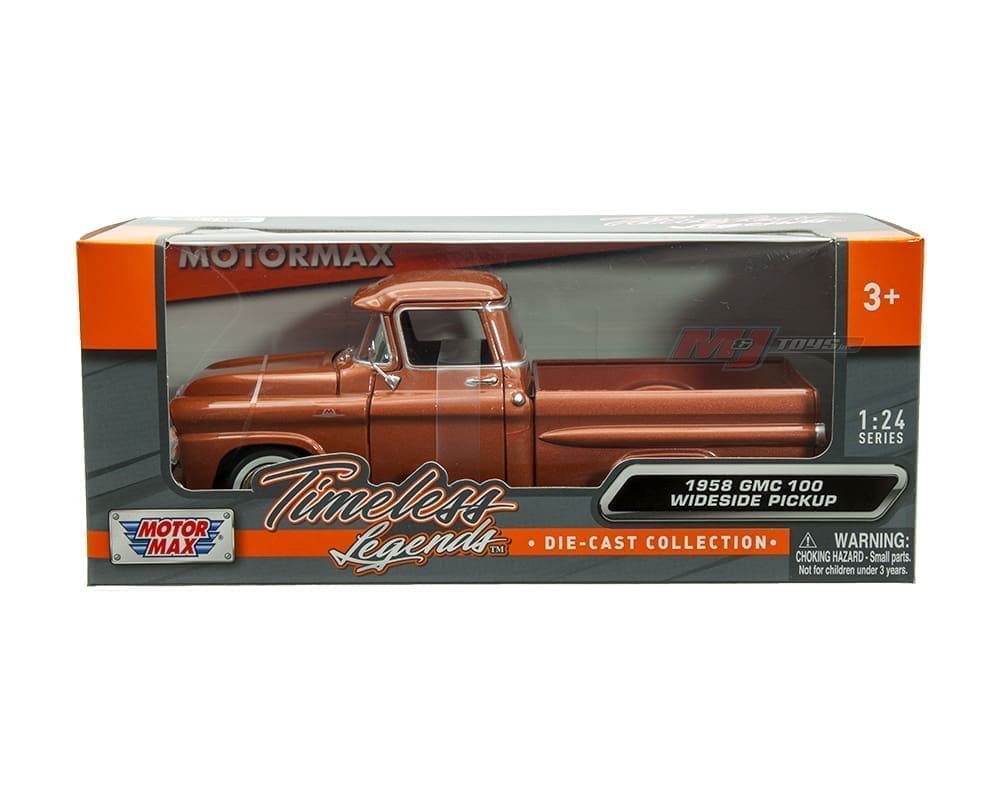1958 GMC 100 Wideside Pickup – Brun métallisé – Motormax 1:24 Timeless Legends – 79385BRN