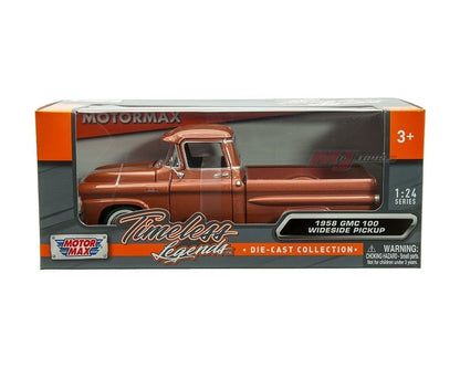 1958 GMC 100 Wideside Pickup – Brun métallisé – Motormax 1:24 Timeless Legends – 79385BRN