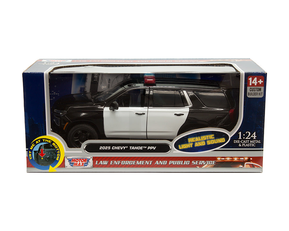 2025 Chevrolet Tahoe PPV Noir/Blanc – Motor Max 1:24 – 79623BKWH