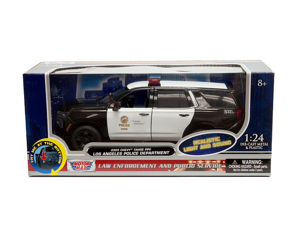 Chevrolet Tahoe PPV 2025 LAPD Noir/Blanc - Motormax 1:24 - 79627