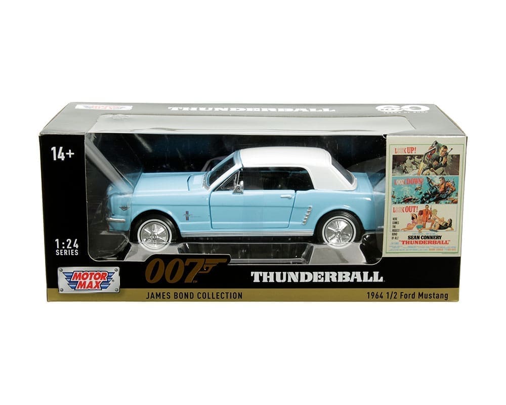 Ford Mustang 1964 1/2 Bleu clair – Motormax 1:24 James Bond Thunderball – 79855
