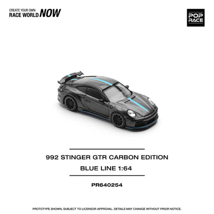 (PRE-0RDER 2025) POPRACE 1/64, 992 STINGER GTR CARBON EDITION (BLUE LINE)