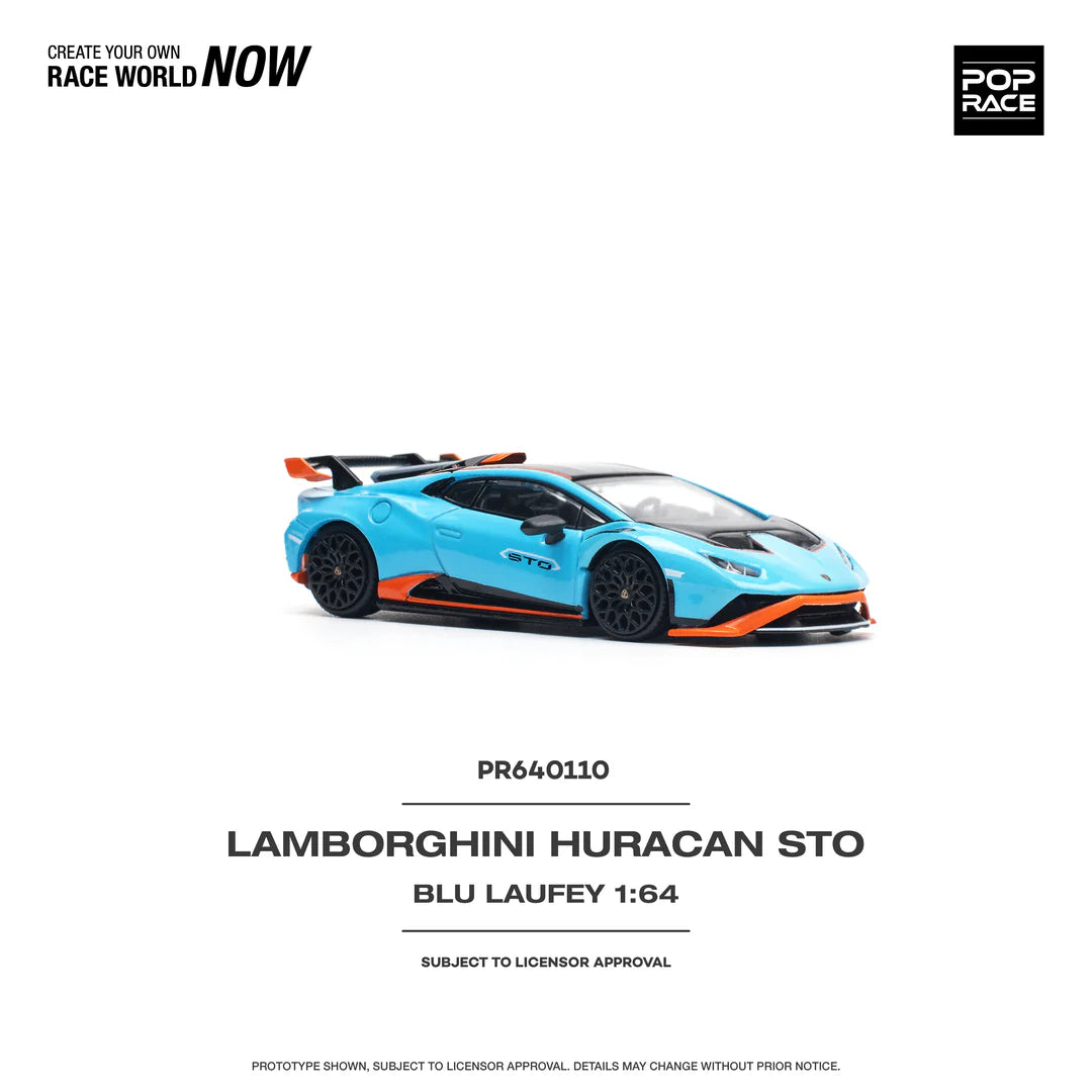POPRACE 1/64, LAMBORGHINI HURACÁN STO BLU LAUFEY/ARANCIO XANTO