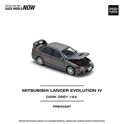 POPRACE 1/64, MITSUBISHI LANCER EVOLUTION IV DARK GREY, PR640327