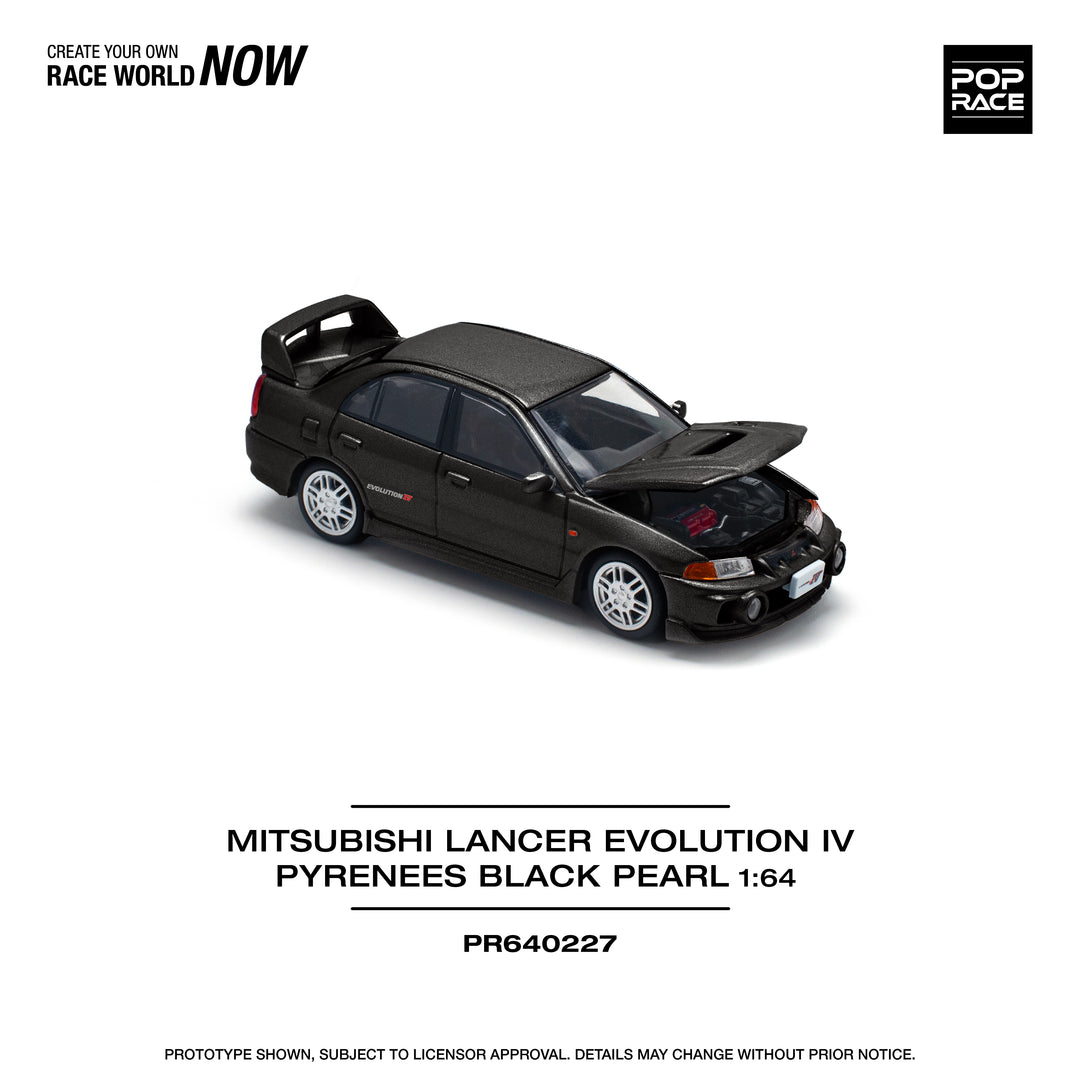 POPRACE 1:64-MITSUBISHI LANCER EVOLUTION IV - PYRENEES BLACK PEARL PR640227