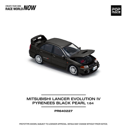 POPRACE 1:64-MITSUBISHI LANCER EVOLUTION IV - PYRENEES BLACK PEARL PR640227