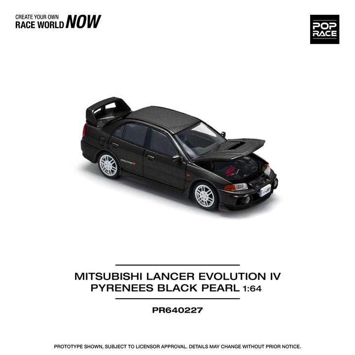 POPRACE 1:64-MITSUBISHI LANCER EVOLUTION IV - PYRENEES BLACK PEARL PR640227