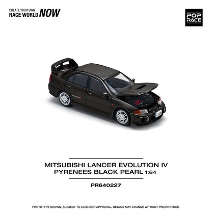 POPRACE 1:64-MITSUBISHI LANCER EVOLUTION IV - PYRENEES BLACK PEARL PR640227