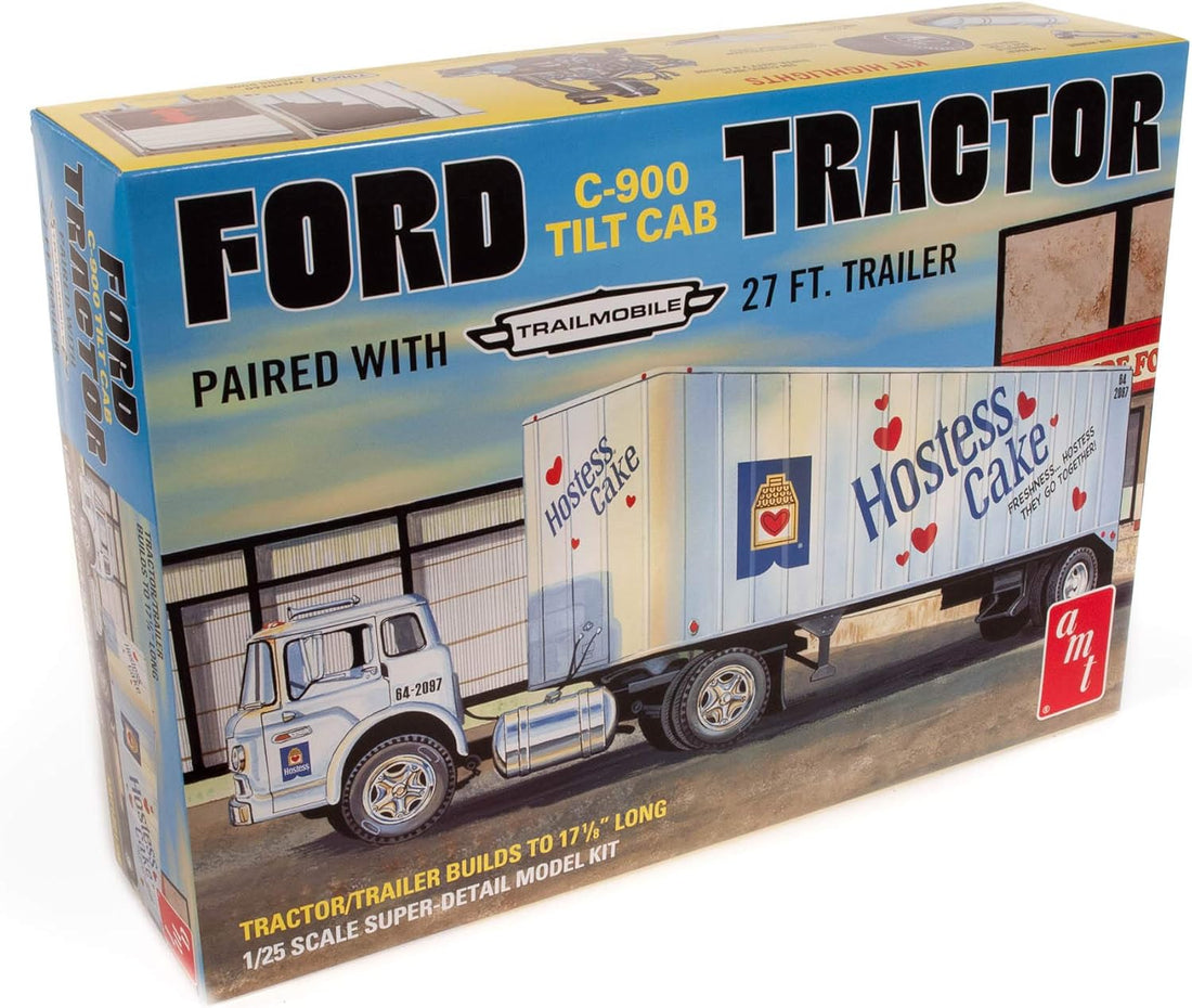AMT Ford C900 Hostess Truck with Trailer Model Kit 1:25 AMT1221/06