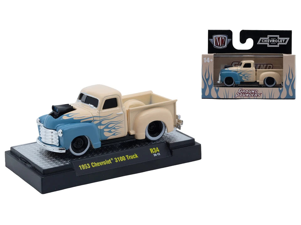 M2 Machines 1:64 1953 Chevrolet 3100 Truck – Ground Pounders Release 34 – 82161-34-A