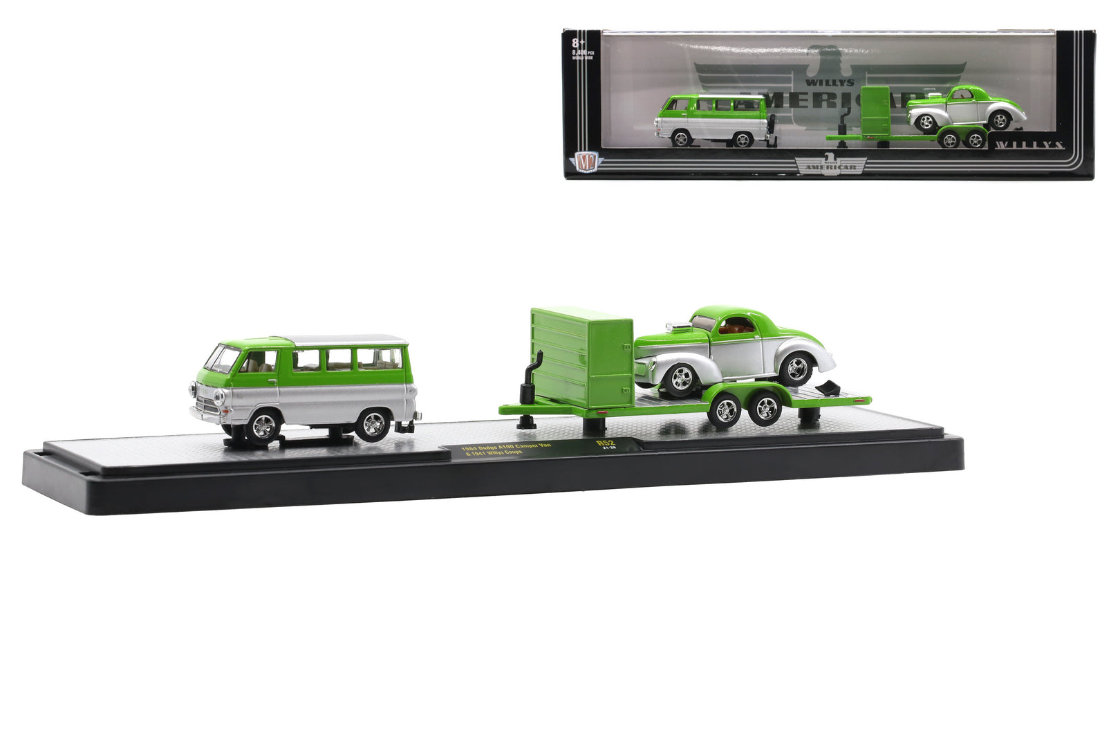 ***Voir Note***1964 Dodge A100 Camper Van &amp; 1941 Willys Coupe - M2 Machines Auto-Haulers Release 52 (36000-52A)