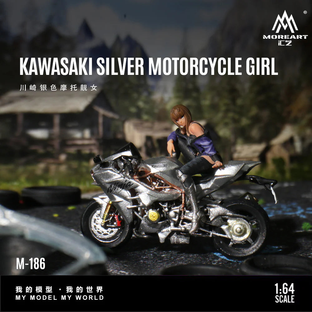 MoreArt 1:64 Kawasaki argent avec figurine fille – MO222186