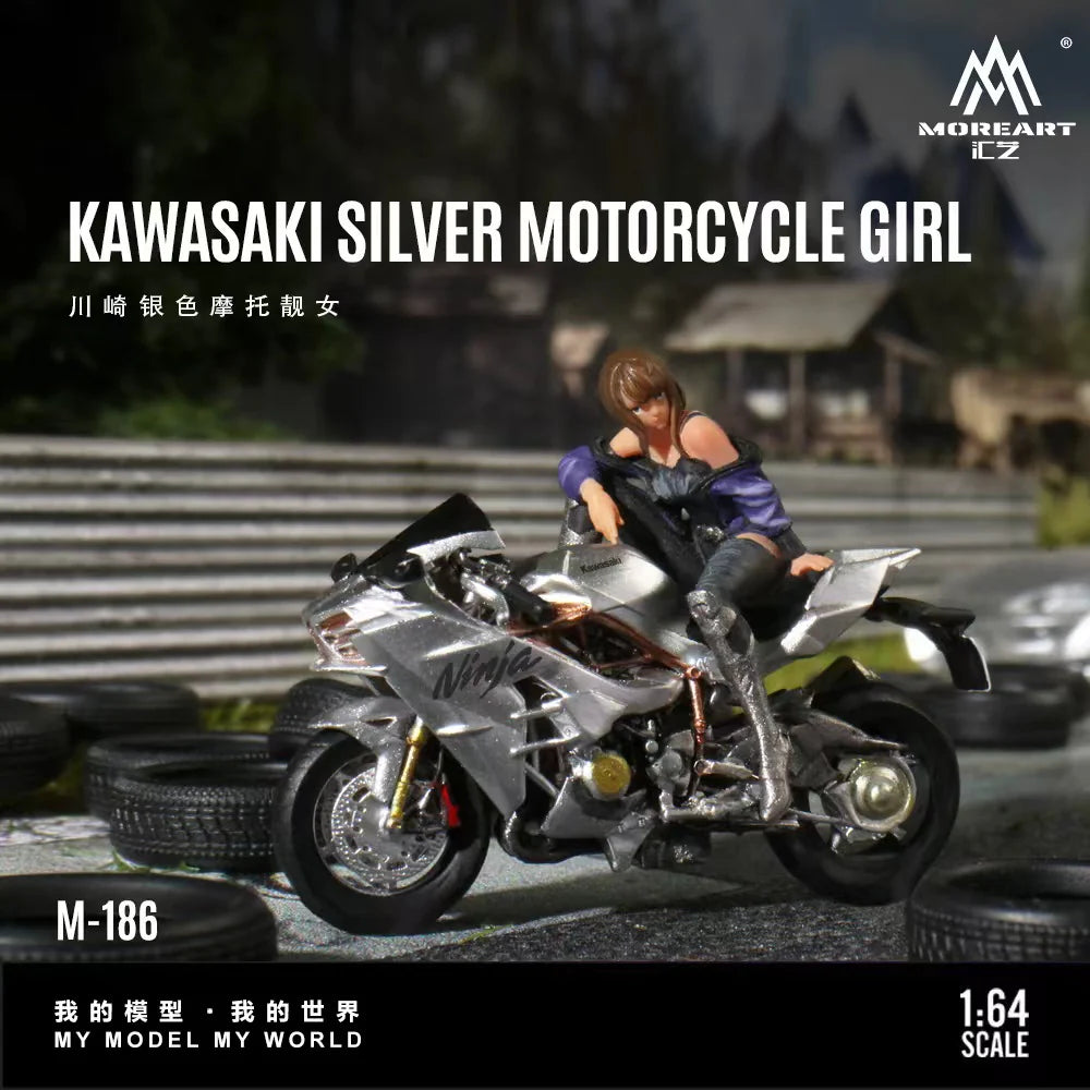 MoreArt 1:64 Kawasaki argent avec figurine fille – MO222186