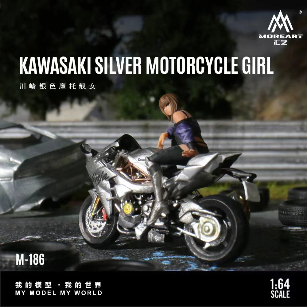 MoreArt 1:64 Kawasaki argent avec figurine fille – MO222186