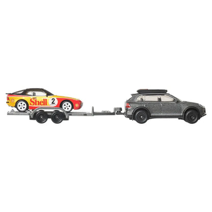 Hot Wheels Premium 1:64 Porsche 944 Turbo 1989 &amp; Porsche Cayenne 2008 avec remorque – Team Transport 2026 